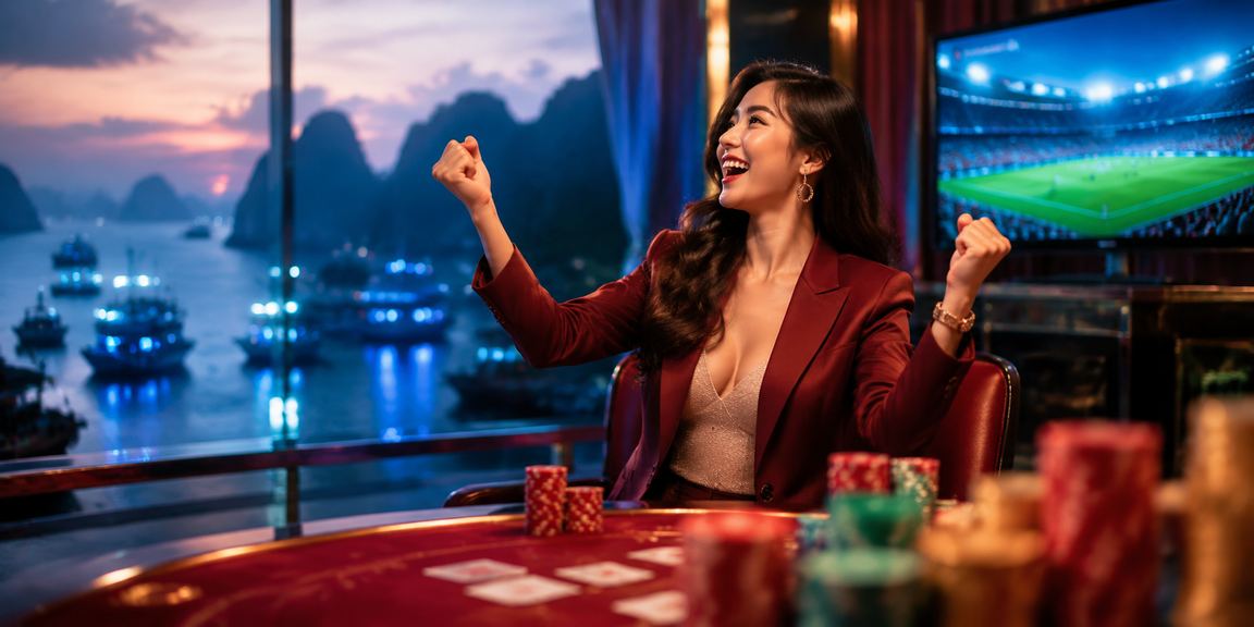 Người chơi baccarat tại Hạ Long Bay với khung cảnh vịnh biển ngoạn mục