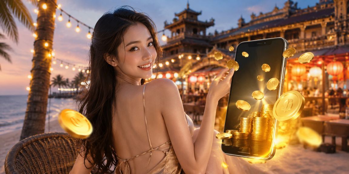 Người dùng đăng ký tài khoản nhận thưởng tại chợ đêm Huế về ban đêm