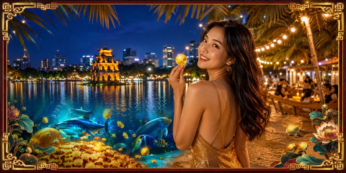 Khung cảnh casino đêm với ánh đèn neon nổi bật ở Việt Nam